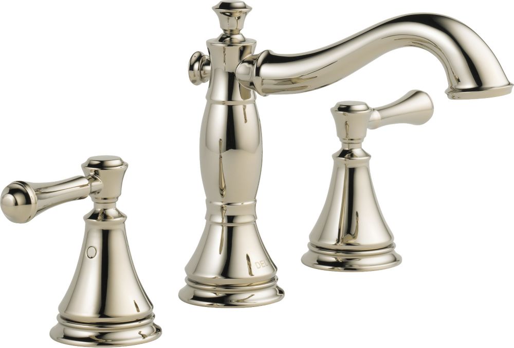 Delta Widespread 8 Inch 2 Handle Mid Arc Bathroom Faucet In Polished   P 1001048612 