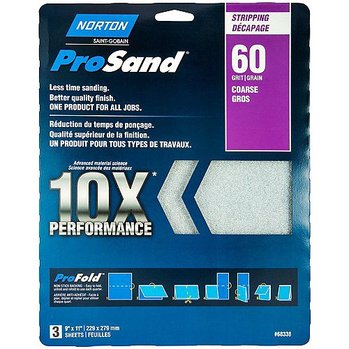 ProSand 10X Performance Sandpaper 9 inch x 11 inch 60-C (3-Pack)