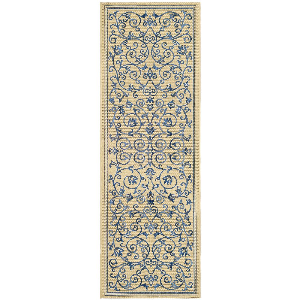 Safavieh Courtyard Marc Natural / Blue 2 ft. 3 inch x 6 ft. 7 inch ...