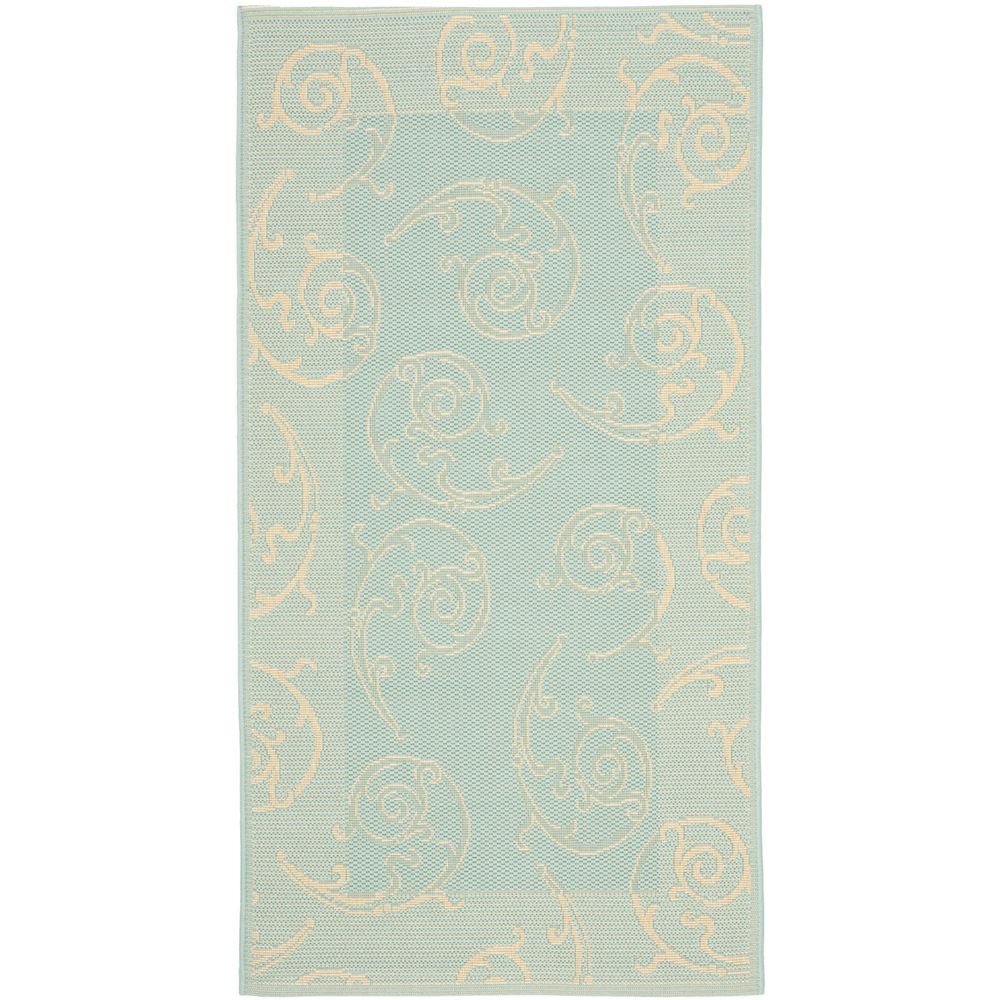 Safavieh Courtyard Jaden Aqua Cream 4 Ft X 5 Ft 7 Inch Indoor Outdoor Area Rug The Home Depot Canada