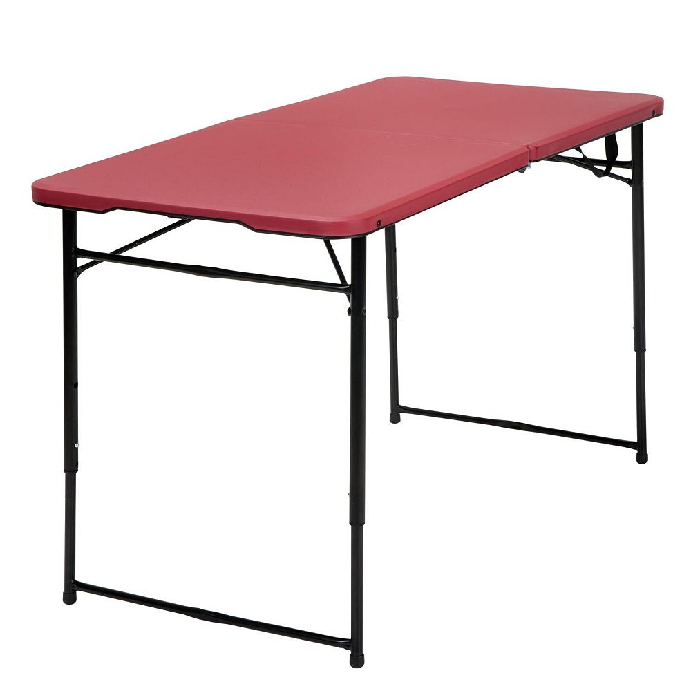 Cosco Red Adjustable Folding Indoor Outdoor Table The Home Depot Canada