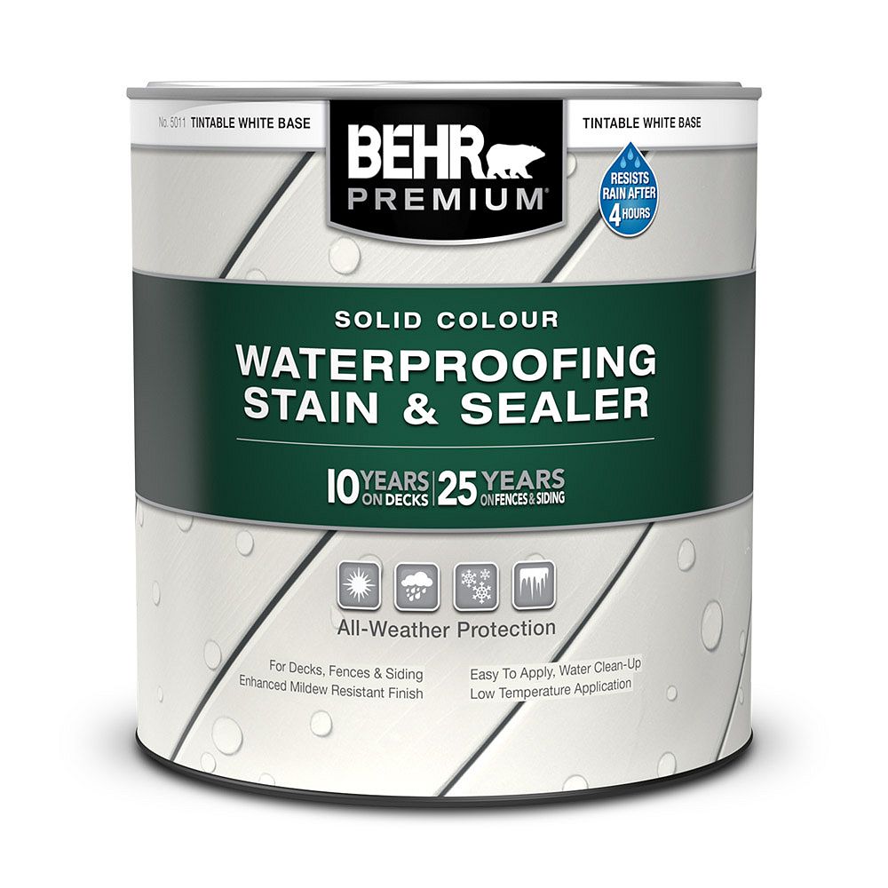 Behr Premium Solid Colour Waterproofing Stain & Sealer - Tintable White ...