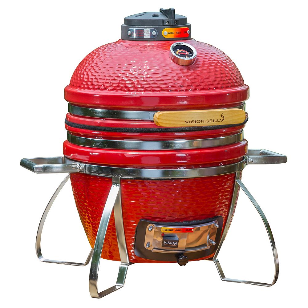 Vision Grills Cadet Kamado Charcoal BBQ in Crimson Red The Home Depot