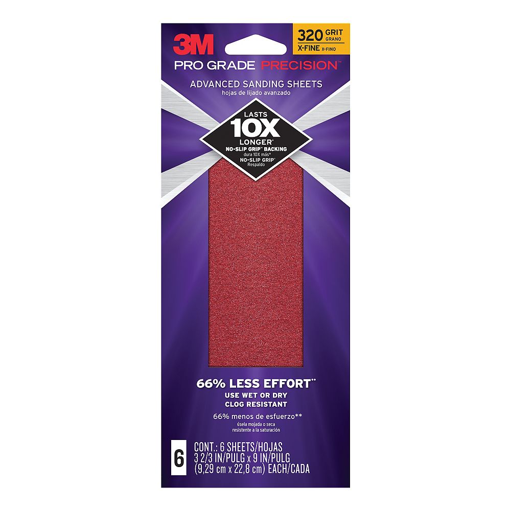 3M Prograde Precision Pro Grade Sandpaper 320 Grt 6pk The Home