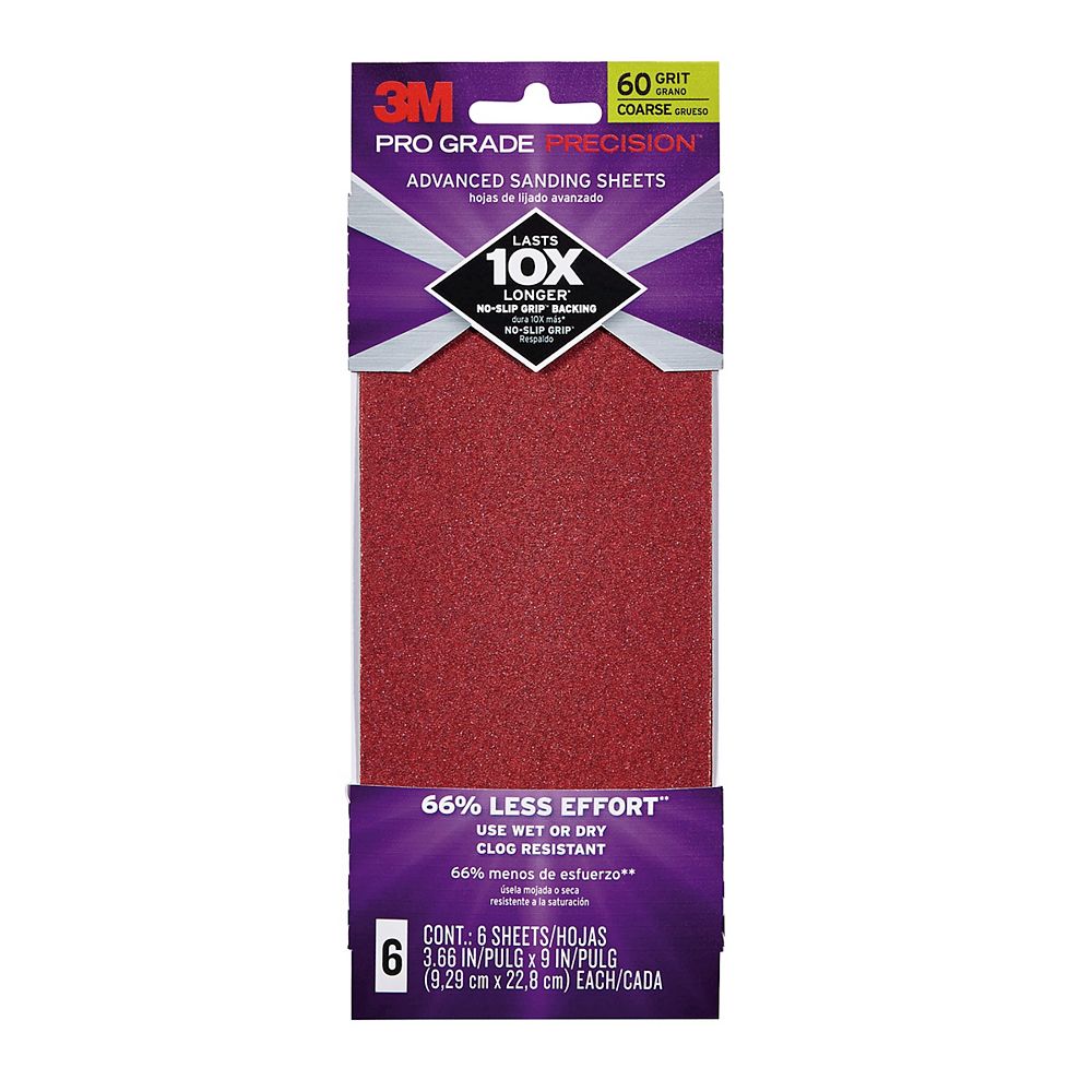3M Prograde Precision Pro Grade Sandpaper 60grt 6pk The Home Depot