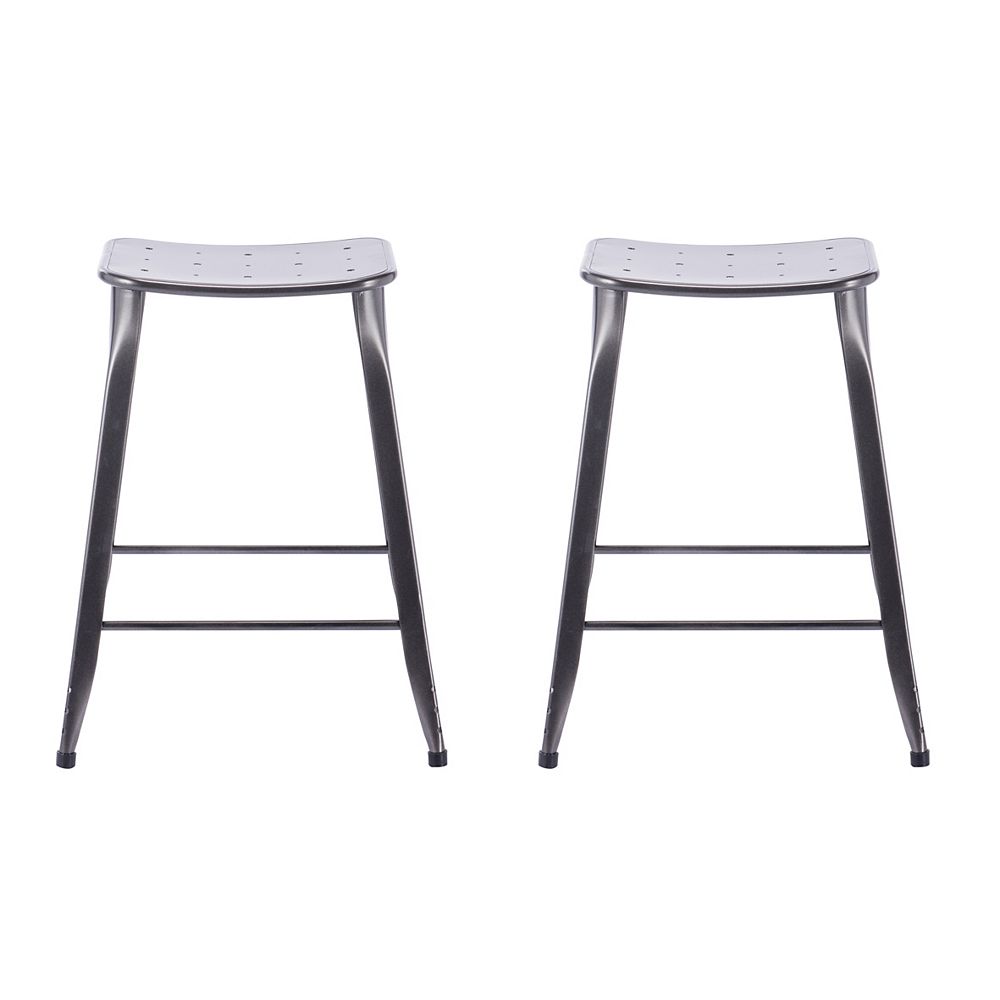 Reservation Seating Lennon Lennon 24 Inch Saddle Backless Counter Stool In Charcoal Set O The Home Depot Canada