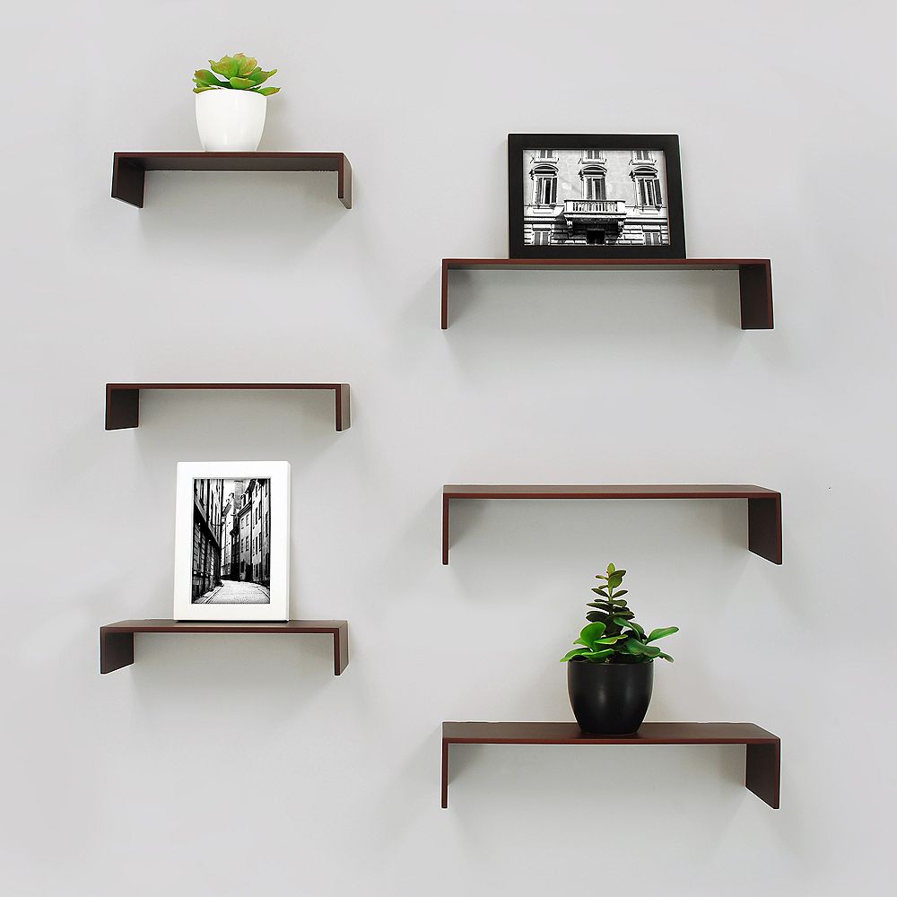 Kiera Grace Extense Wall Shelves Espresso 6 Pack The Home Depot Canada