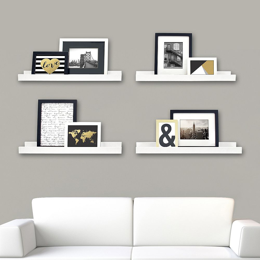 Kiera Grace Edge 23x4 Inch Picture Frame Ledge White (4Pack) The Home Depot Canada