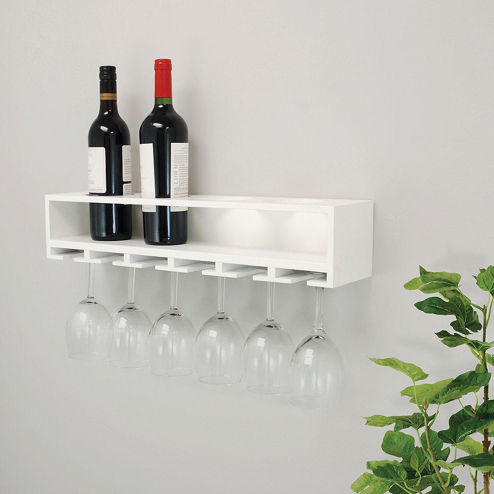 Kiera Grace Claret 22x5x4.5 Inch Wine Bottle & Glass Holder Wall Shelf