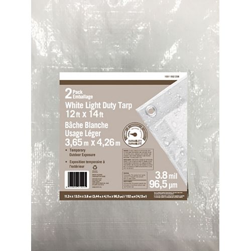 12 ft. x14 ft. Light Duty Tarp in White Twin Pack Promo