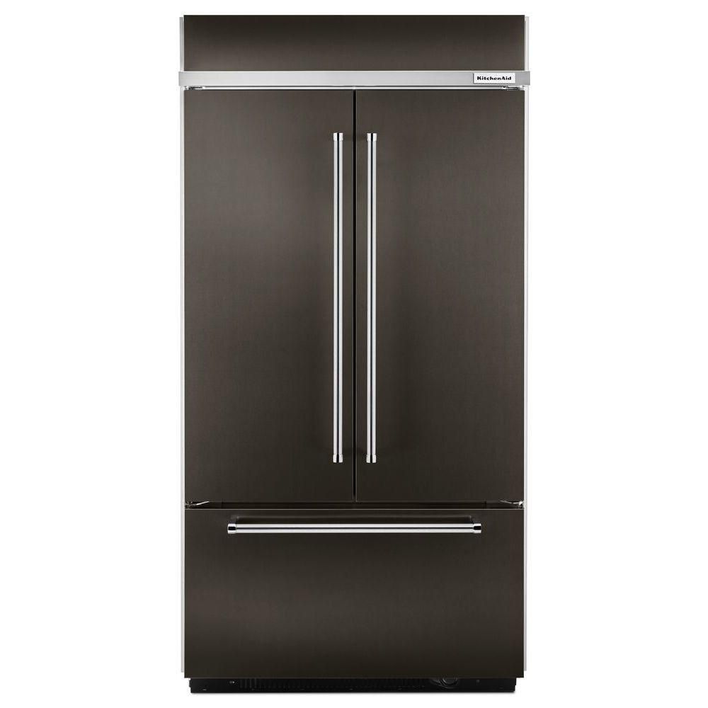 black and stainless steel refrigerator
