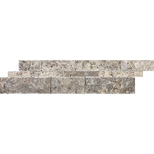 6-inch x 24-inch Silver Grey Travertine Split Face Panels