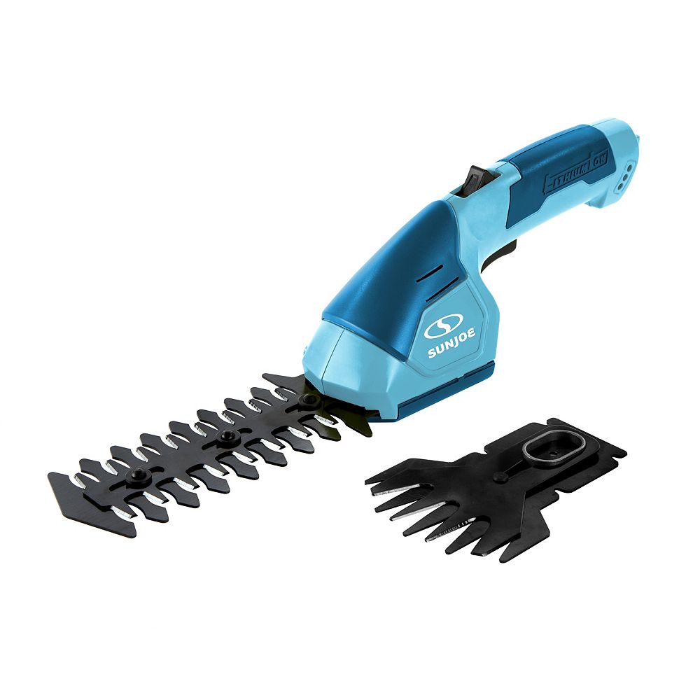 Sun Joe 7.2V Cordless 2in1 Grass Shear + Hedge Trimmer in Blue The Home Depot Canada