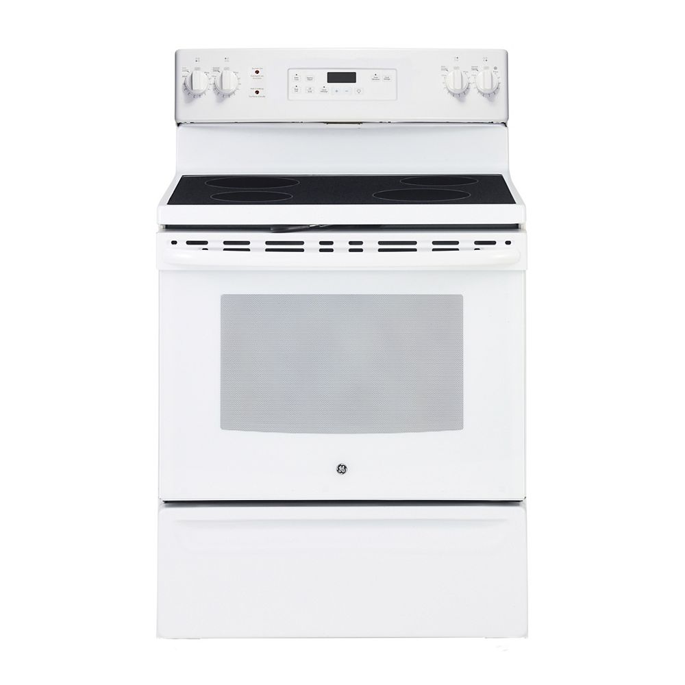 Ge 30 Inch 5 0 Cu Ft Single Oven Electric Range With Self Cleaning In White The Home Depot Canada