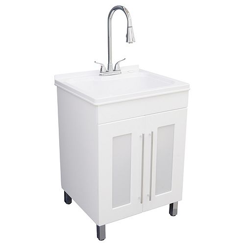 All-In-One Laundry Sink and Cabinet in White