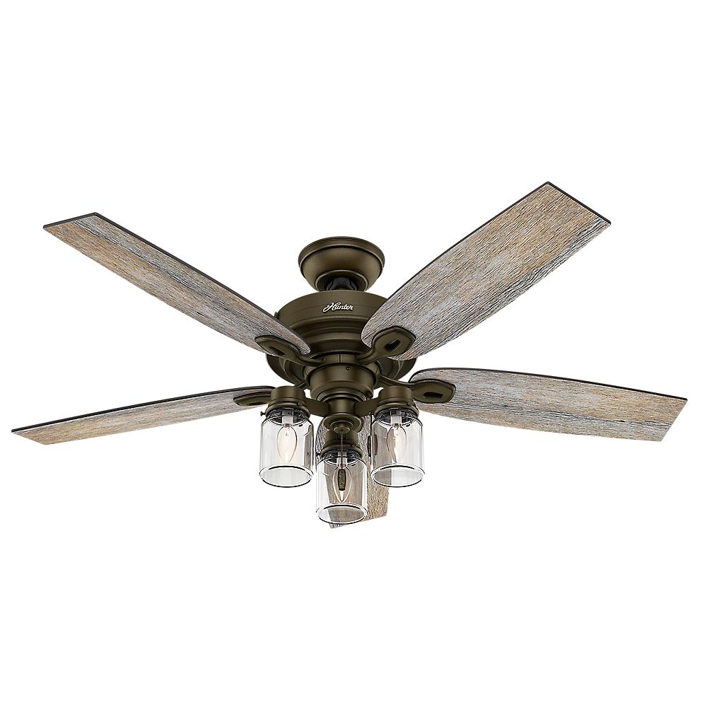 Hunter Crown Canyon 52 Inch Regal Bronze Ceiling Fan With Light Kit The Home Depot Canada