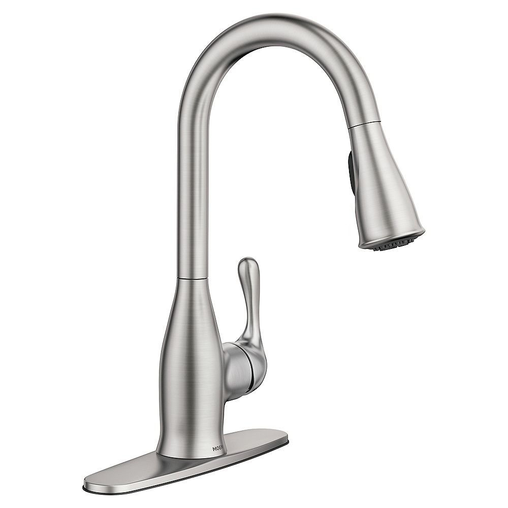 Moen Kaden Single Handle Pull Down Sprayer Kitchen Faucet With Reflex And Power Clean In S The Home Depot Canada