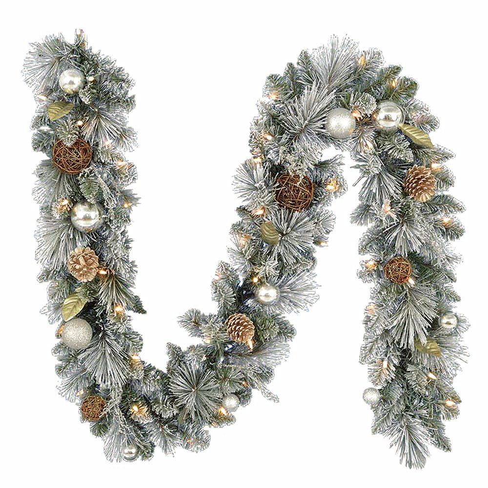 Home Accents 9 ft. Meadow Frost Garland   The Home Depot Canada