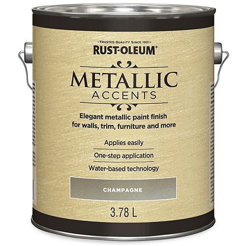 Rust-Oleum Metallic Accents Water Based Metallic Finish in Champagne, 3.7 L