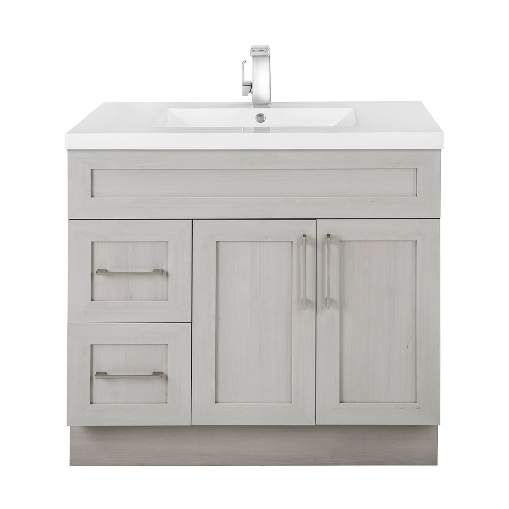 Cutler Kitchen Bath Meadows Cove 36 Inch W 2 Drawer 2 Door Freestanding Vanity In Off Wh The Home Depot Canada