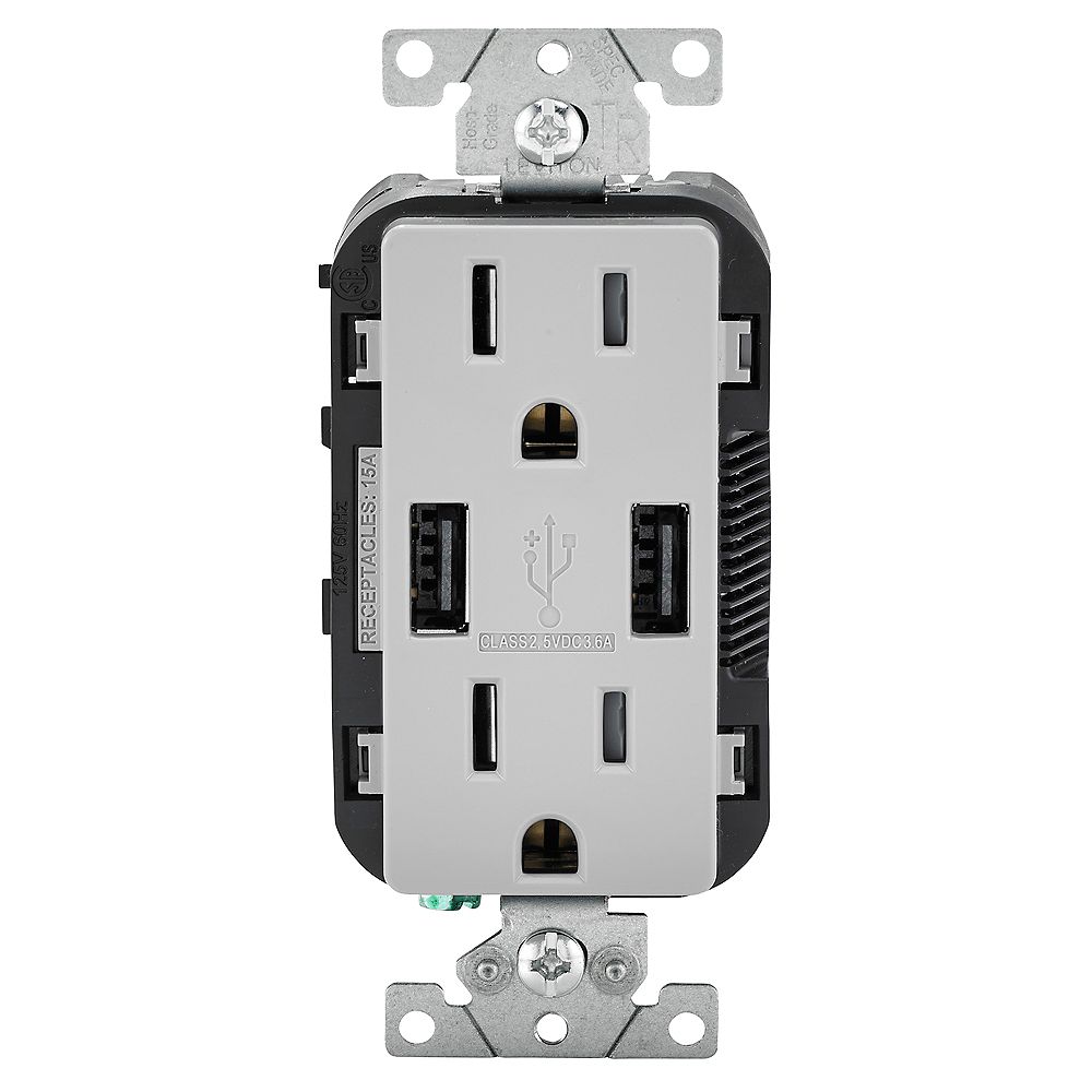 Leviton Decora Combination Duplex Receptacle/Outlet and USB Charger The Home Depot Canada
