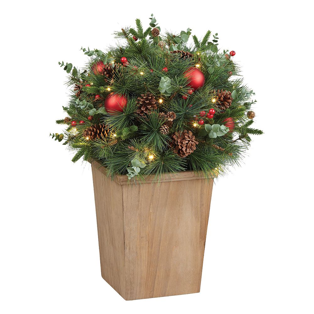 Home Accents 33-inch Floral Pre-lit Potted Tree (Battery ...