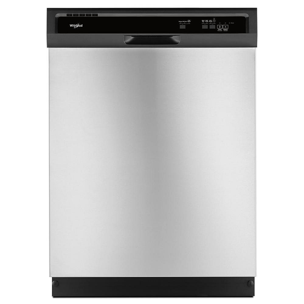 Whirlpool Front Control Dishwasher In Stainless Steel With Plastic Tub 55 Dba Energy St The Home Depot Canada