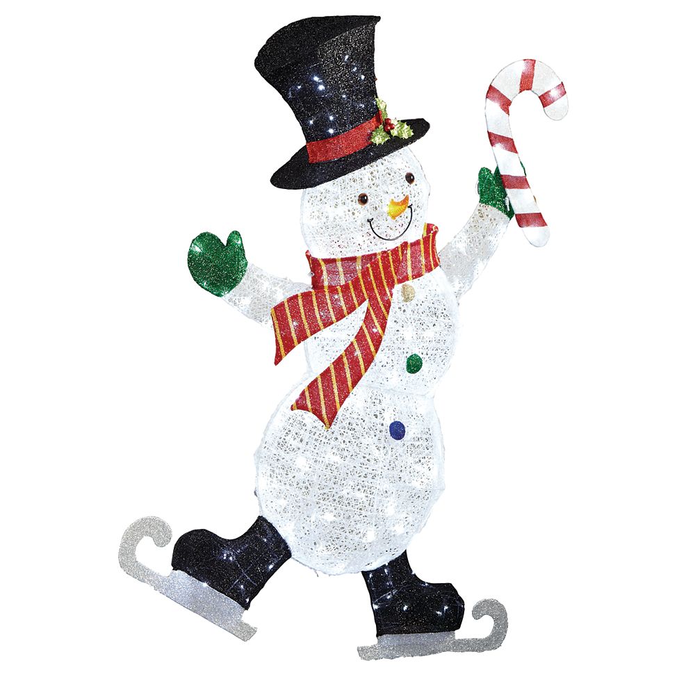Home Accents 4 ft. 6inch LED Snowman on Skates 175 Cool White Lights The Home Depot Canada