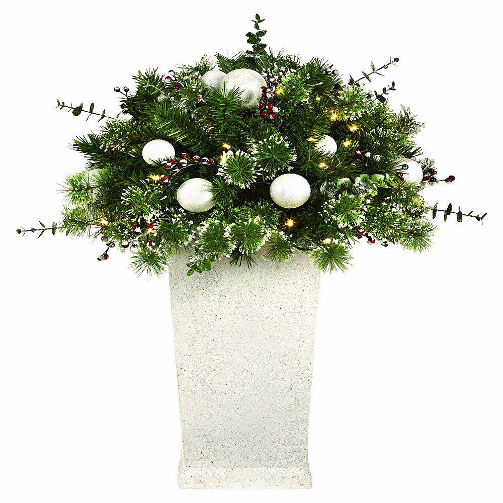 Home Accents 3 ft. LED PreLit Decorated Potted Tree The Home Depot