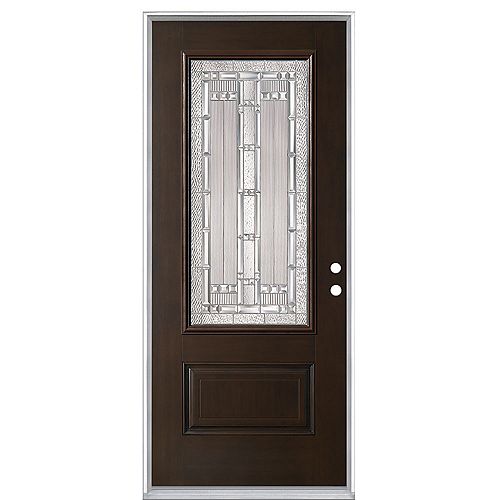 Everland 32-inch x 80-inch Chestnut Elmhurst 3/4 Lite Painted Smooth Fibreglass Prehung Front Door