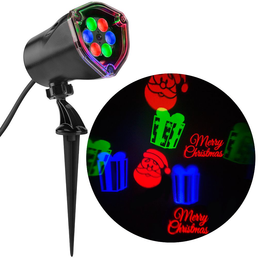 Lightshow Whirl A Motion Merry Christmas Led Projection Spot Light In Red Green Blue The Home Depot Canada