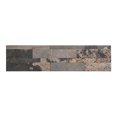 Medley Slate - 4-Piece - 5.9"" x 23.6"" Peel and Stick Stone Backsplash Tile