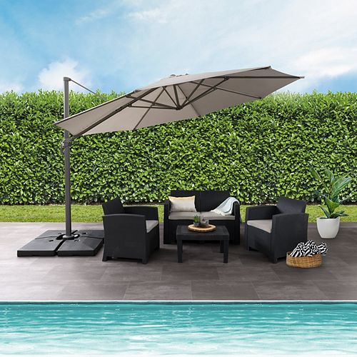 11.5 ft. UV Resistant Deluxe Offset Sand Grey Patio Umbrella