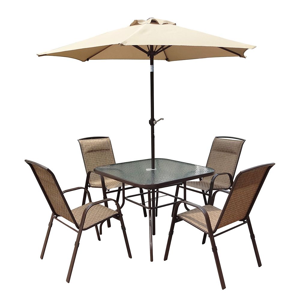 Corliving 5-Piece Patio Dining Set with Tilting Umbrella | The Home