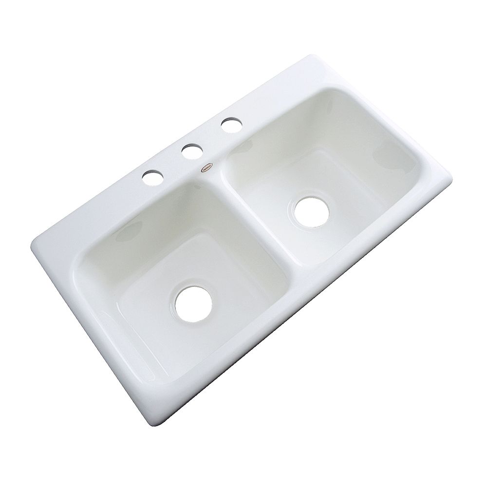 Thermocast Brighton 33 Inch Double Bowl White Kitchen Sink The Home Depot Canada