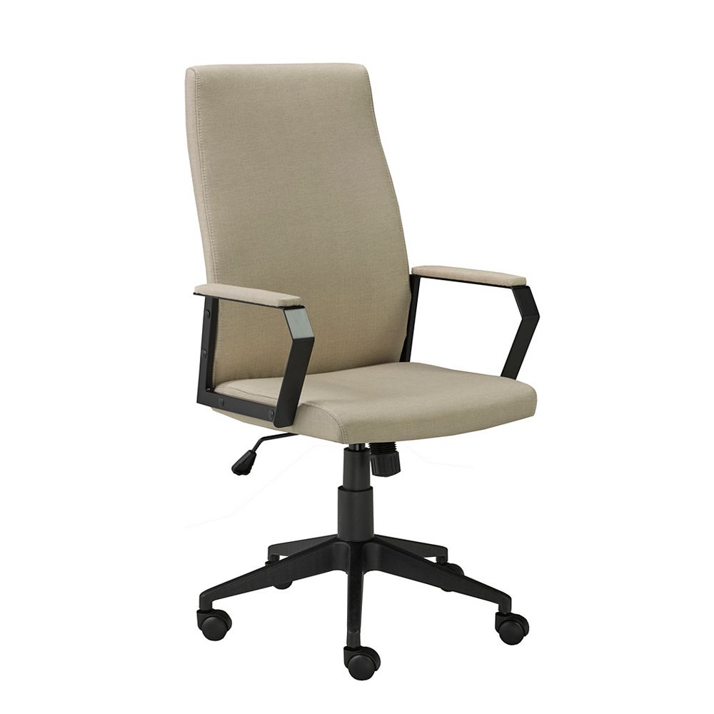 Brassex Inc. Office Chair with Gas Lift and Tilt Mechanism, Beige | The
