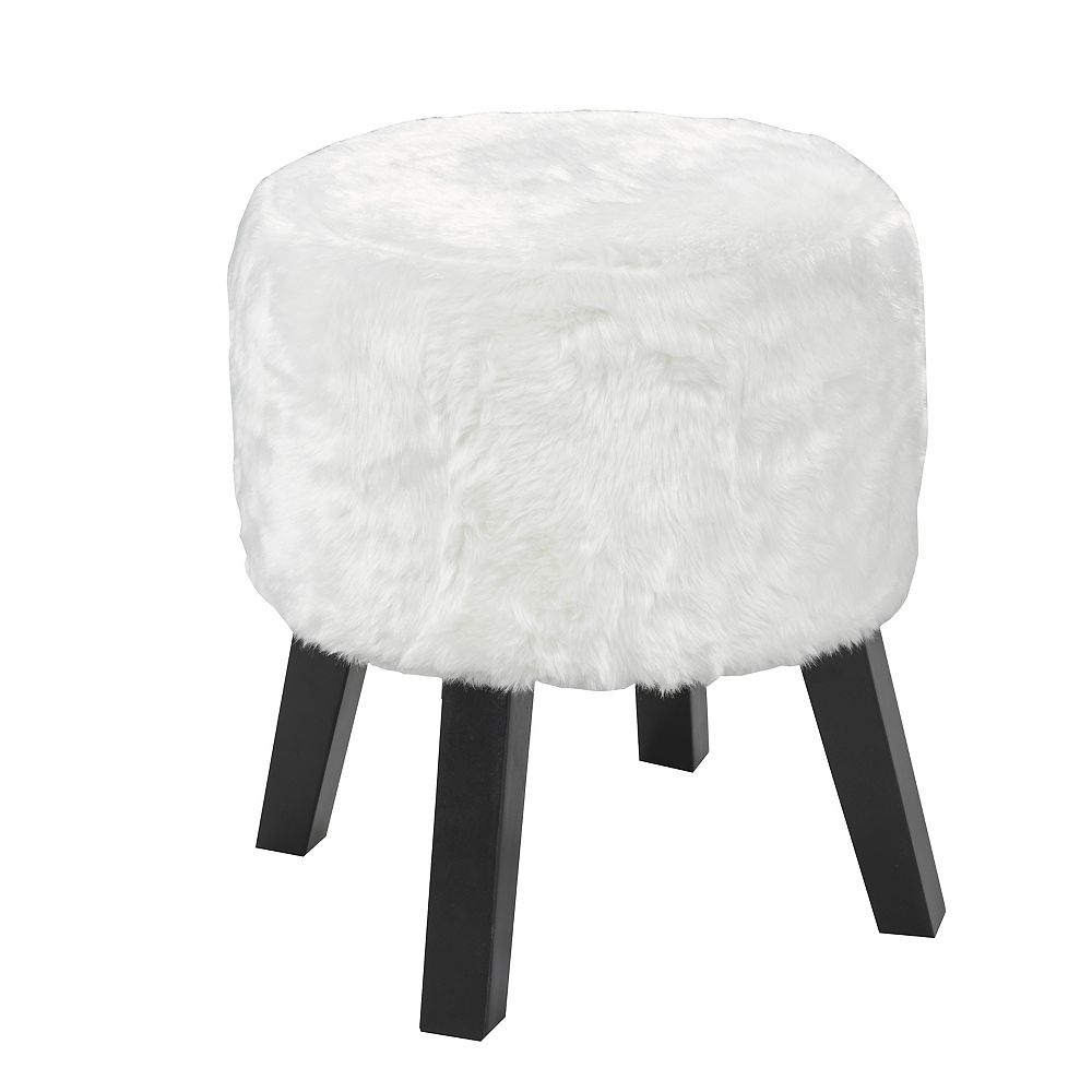 Brassex Inc. Round Foot Stool, White The Home Depot Canada