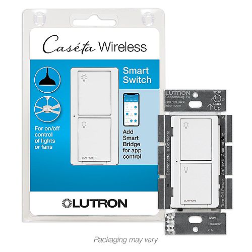 Caseta Wireless Smart Lighting Switch for All Bulb Types and Fans, White