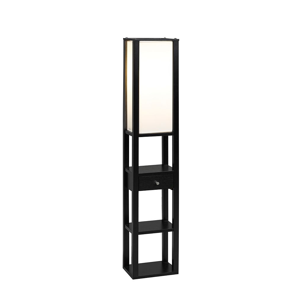 Brassex Inc. 3Tier Floor Lamp with Storage Drawer in Black The Home