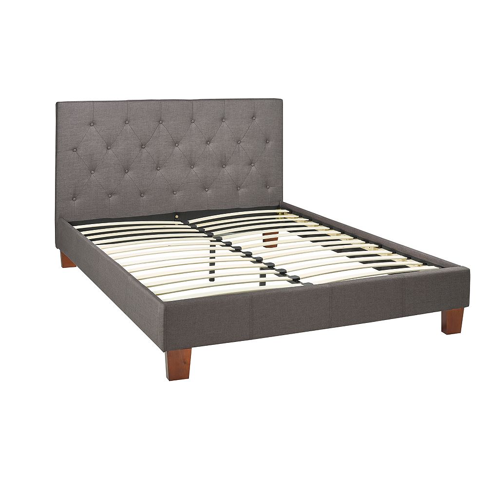 Brassex Inc Hampton Queen Platform Bed In Grey The Home Depot Canada