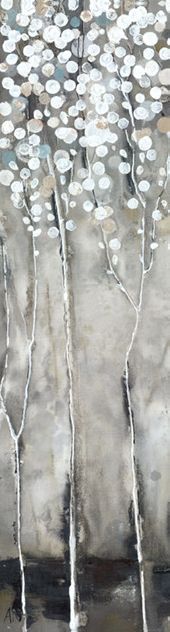 White Tree Flowers III' Painting Print on Wrapped Canvas