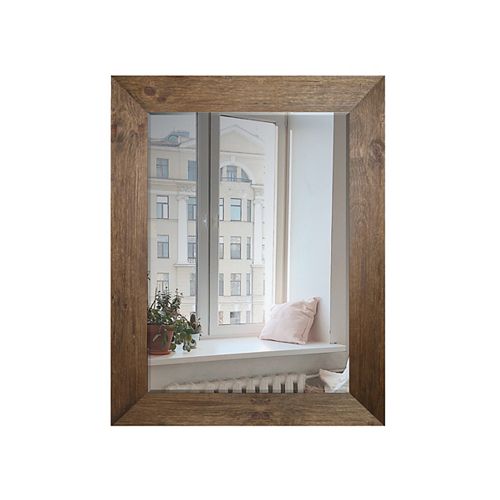 Hand Stained Wood 34" x 46" Beveled Mirror