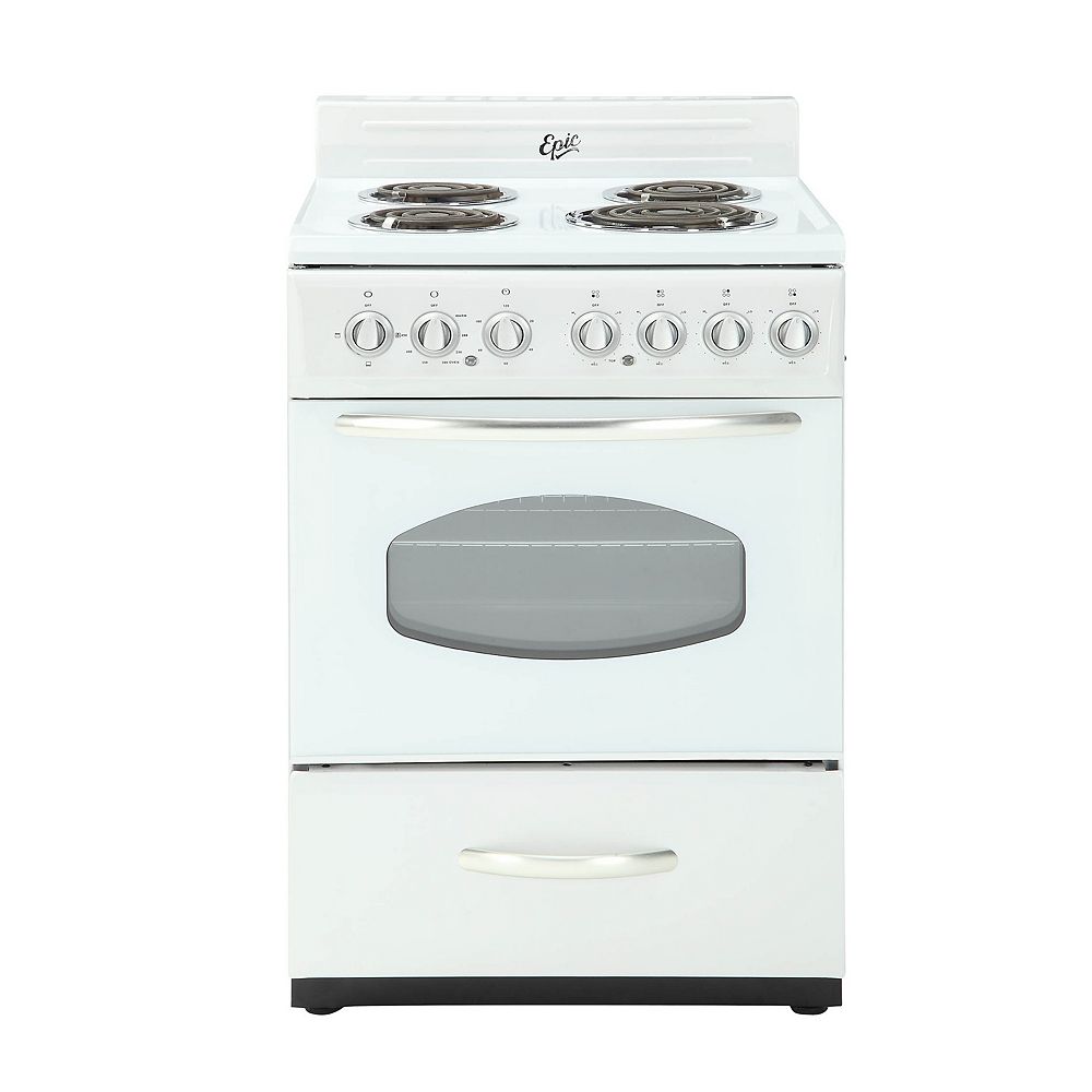 Epic 24 Inch Retro Style Electric Range In White The Home Depot Canada