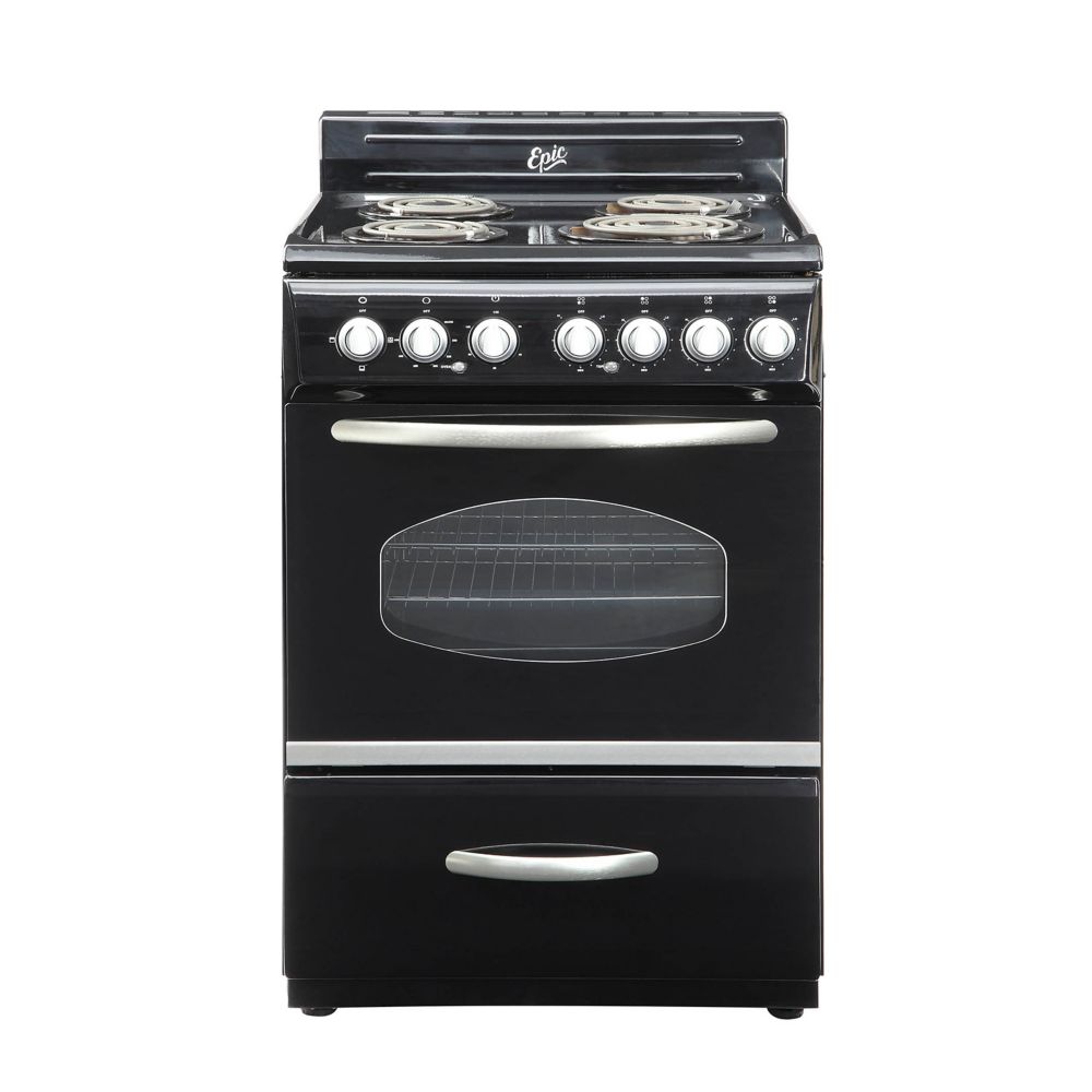 Epic 24 Inch Retro Style Electric Range In Black The Home Depot Canada   P 1001061731 