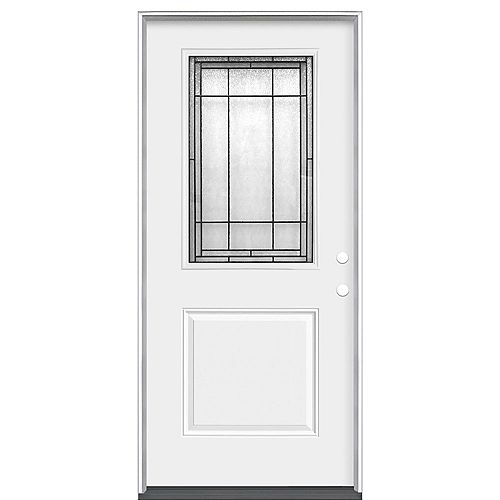 32-inch x 80-inch Brant 1/2 Lite Primed Steel Prehung Front Door