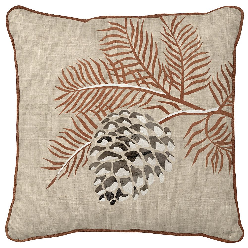 Home Accents 18 inch x 18 inch Pine Cone Holiday Pillow The Home