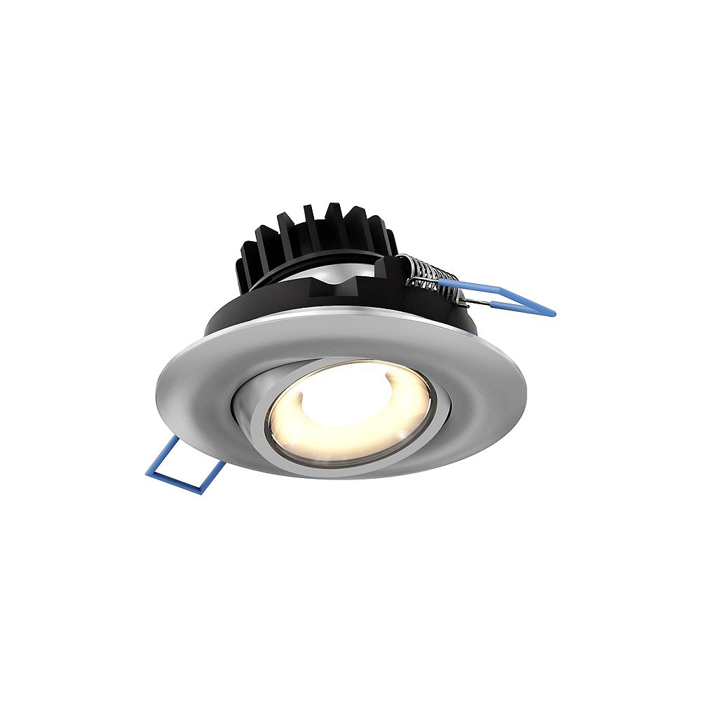 images Led Recessed Lighting Home Depot Canada 3 inch led round gimbal recessed light in satin nickel 360a rotation
