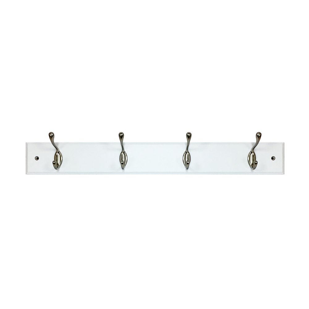 Nystrom 23 7/8-inch (606 mm) Utility 4-Hook Rack, White and Brushed ...