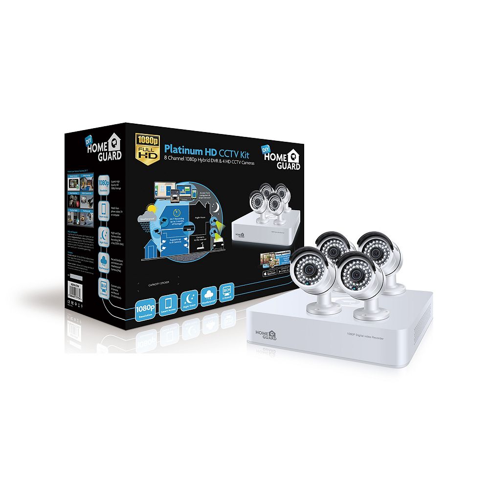 Homeguard Platinum Security System 1080p 8 Channel Hybrid DVR & 4 x HD