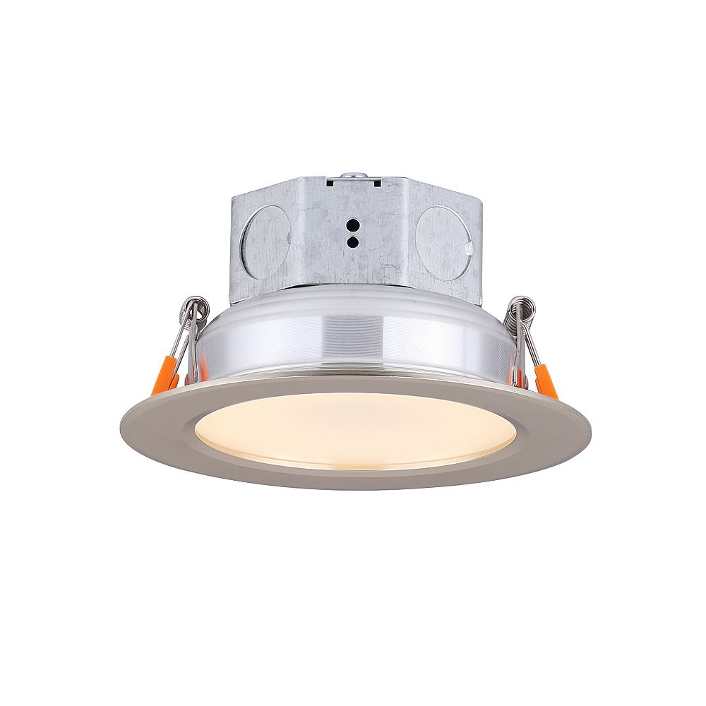 images Led Recessed Lighting Home Depot Canada 4 inch led brushed nickel recessed round downlight energy star